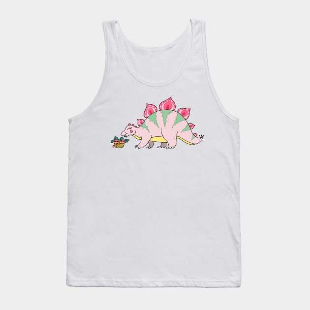 Strawberry Loving Stegosaurus Tank Top by Thenerdlady